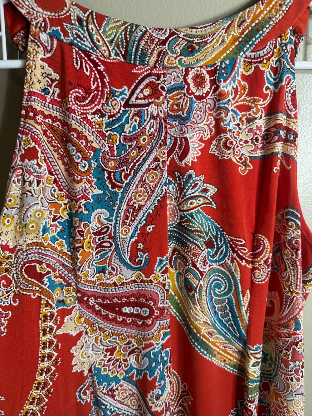 Robbie Bee Paisley Tank Dress Medium Boho Resort Cruise Vacation Dress Rust NWT - Picture 11 of 12